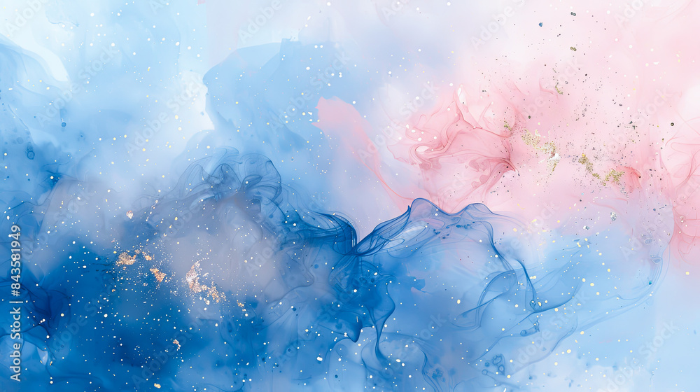 Blue and pink abstract watercolor background. Hand-drawn illustration. Blue and pink abstract watercolor background. Hand-drawn illustration.