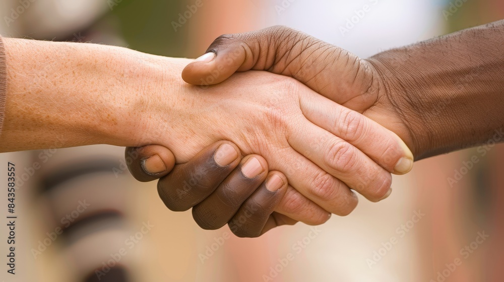 Harmonious Collaboration: Close-up of Diverse Hands Shaking in Professional Setting Harmonious Collaboration: Close-up of Diverse Hands Shaking in Professional Setting