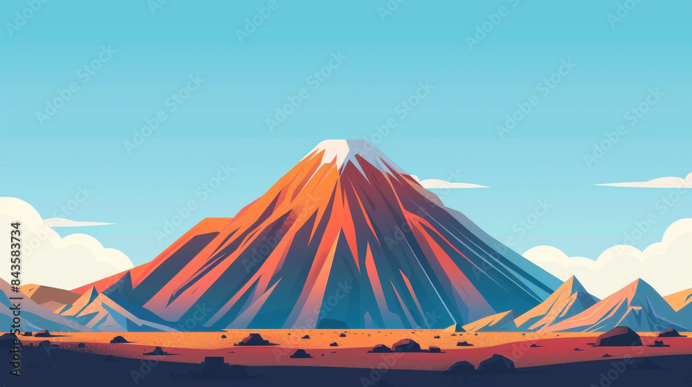 Digital artwork showcasing a majestic mountain range with vibrant colors and sharp peaks, illustrating a tranquil and picturesque landscape. Digital artwork showcasing a majestic mountain range with vibrant colors and sharp peaks, illustrating a tranquil and picturesque landscape.