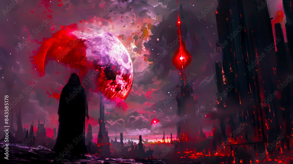 A tiger is shown in a blurry, abstract style with a dark background. The tiger's eyes are open and staring, giving the image a sense of intensity and focus. Scene is one of mystery and intrigue