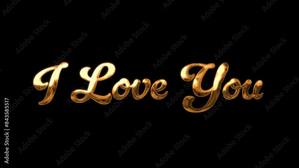 I Love you animation text handwritting Inkdrop with gold color, suitable for greeting someone we love on big days