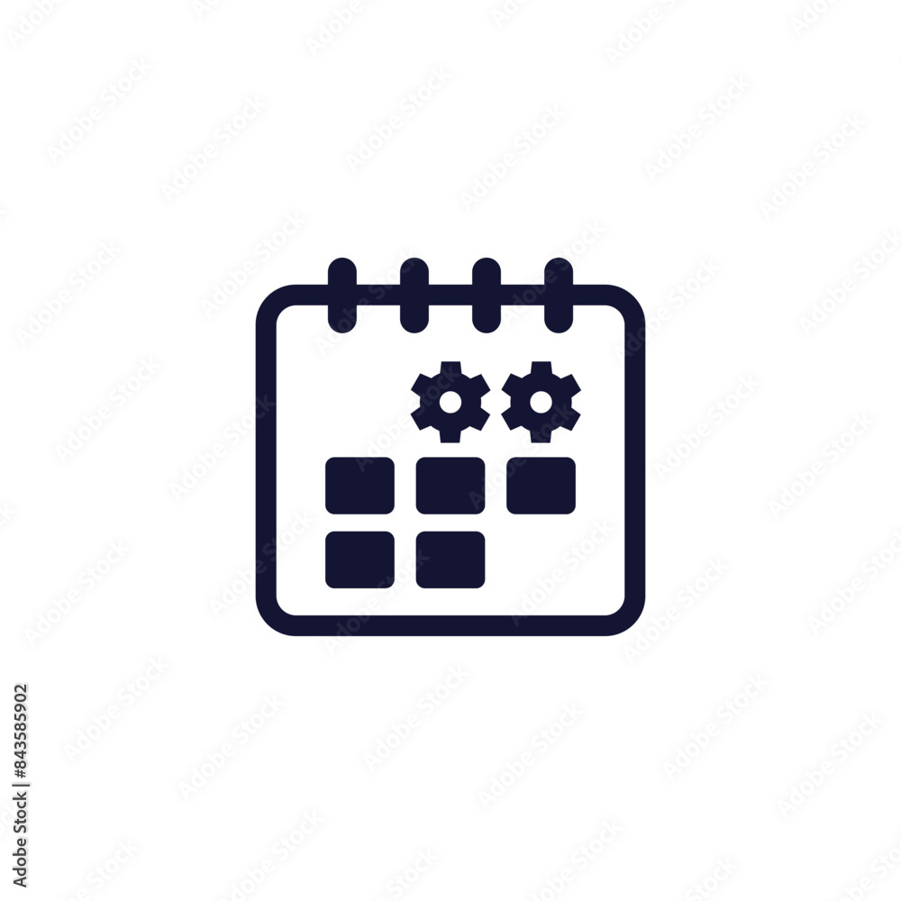 maintenance schedule icon with a calendar, vector pictogram maintenance schedule icon with a calendar, vector pictogram