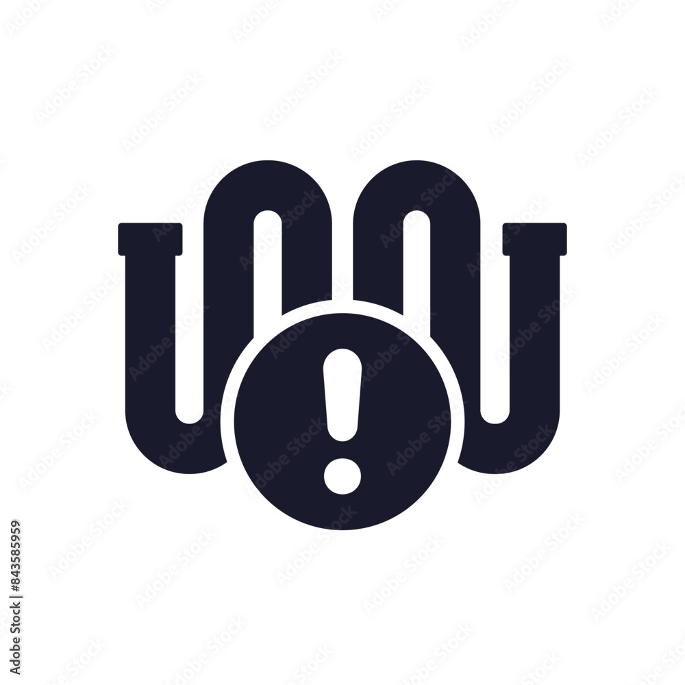 pipe with problem icon, pictogram on white