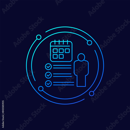 personal planner or schedule icon, linear design