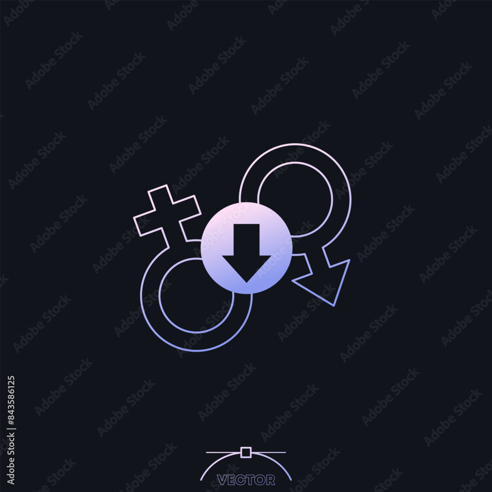 Decreased libido icon, low sex drive vector Decreased libido icon, low sex drive vector