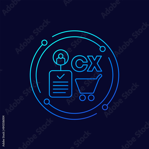 Customer experience, CX icon in linear design