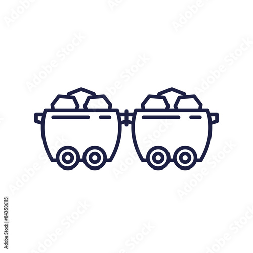 coal minecarts or mine wagons line icon