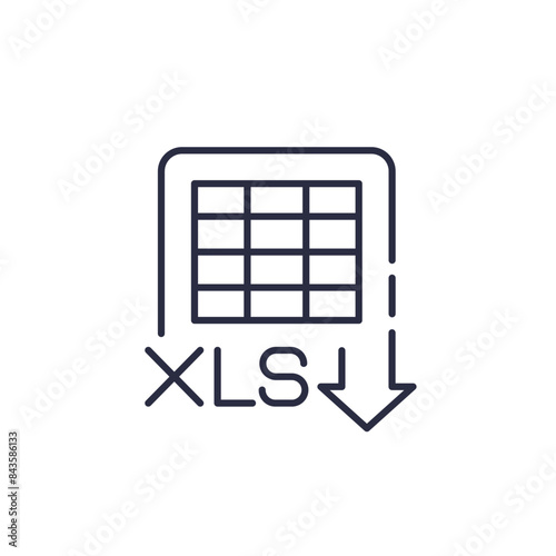 download xls document line icon on white