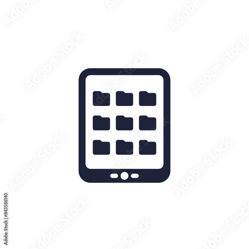 ebook reader, folders with books, library icon