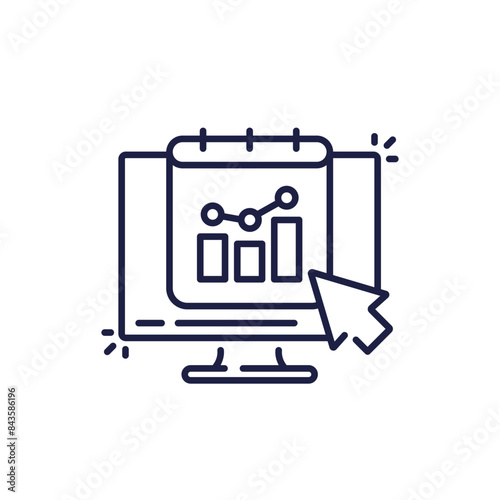 Financial calendar, plan line icon
