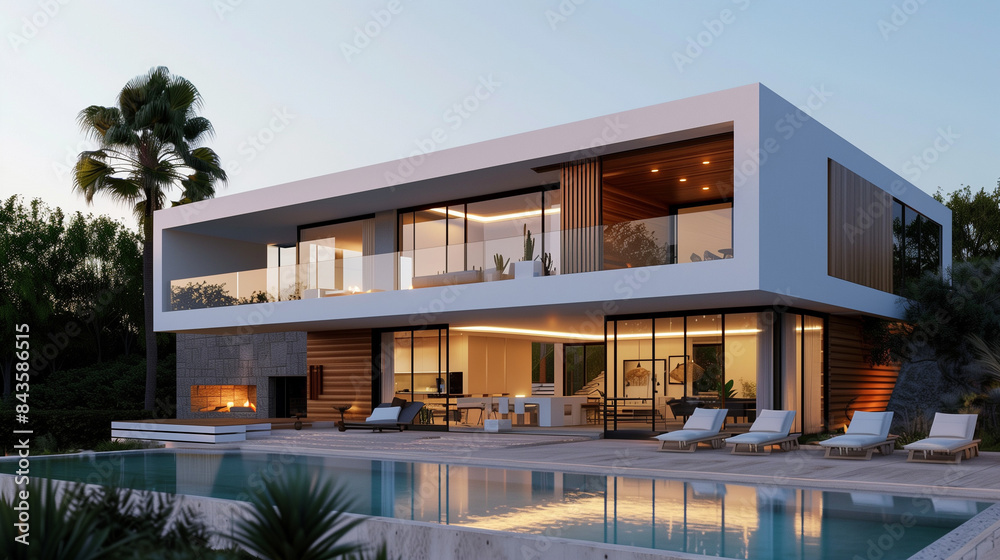 A modern single-family house with a minimalist design, attracting attention with its simplicity and functionality, which makes it an ideal example of harmony between architecture and the surroundings. A modern single-family house with a minimalist design, attracting attention with its simplicity and functionality, which makes it an ideal example of harmony between architecture and the surroundings.