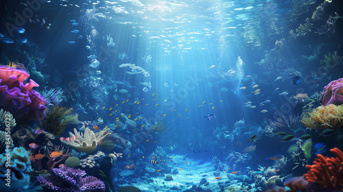 An underwater world full of life, where fish and aquatic plants create a harmonious ecosystem.