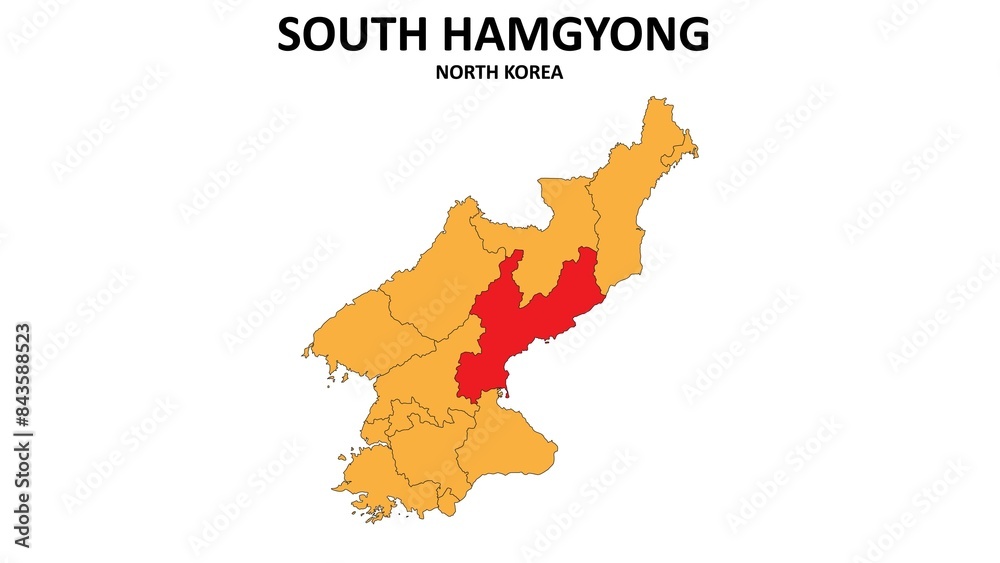 South Hamgyong Map in North Korea. Vector Map of North Korea. Regions map of North Korea. South Hamgyong Map in North Korea. Vector Map of North Korea. Regions map of North Korea.