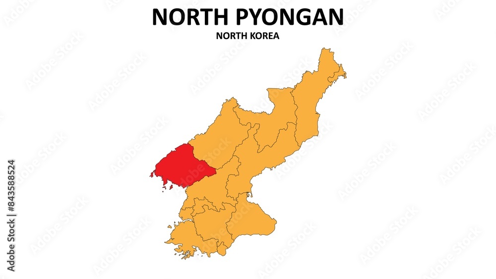 North Pyongan Map in North Korea. Vector Map of North Korea. Regions map of North Korea. North Pyongan Map in North Korea. Vector Map of North Korea. Regions map of North Korea.