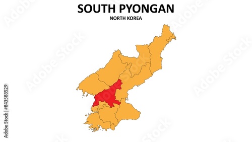 South Pyongan Map in North Korea. Vector Map of North Korea. Regions map of North Korea. photo