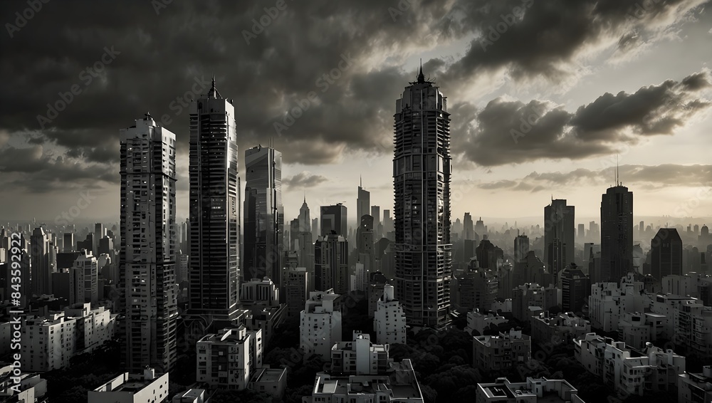 Fototapeta premium The contrast between the opulent heights and impoverished depths of a sprawling metropolis ai_generated