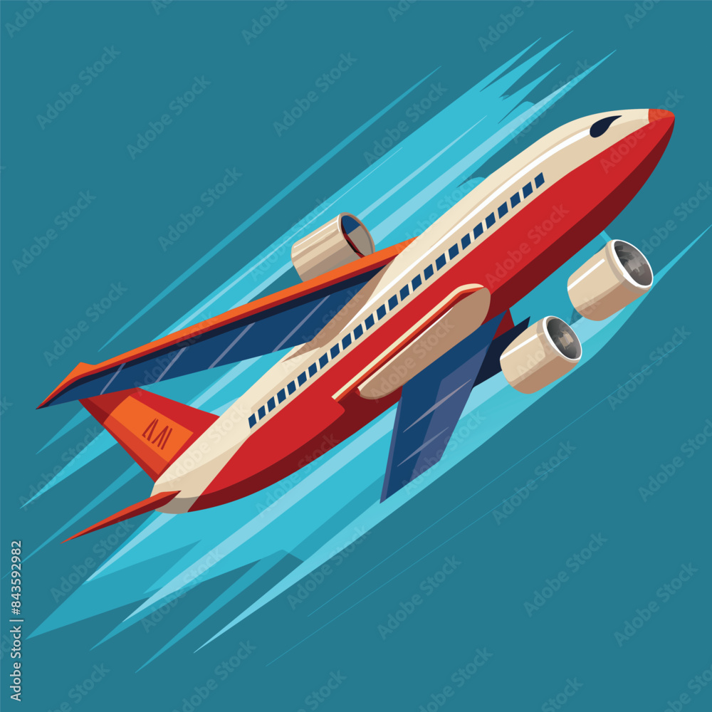 Fototapeta premium airplane flying at high speed, side view