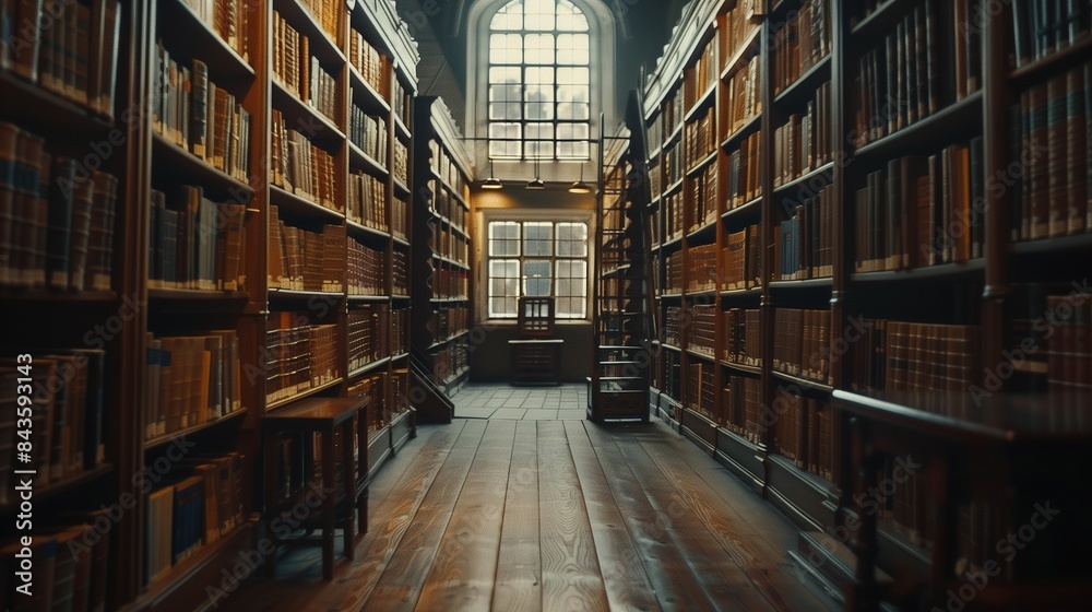 A quiet library with rows of books, representing knowledge. A quiet library with rows of books, representing knowledge.