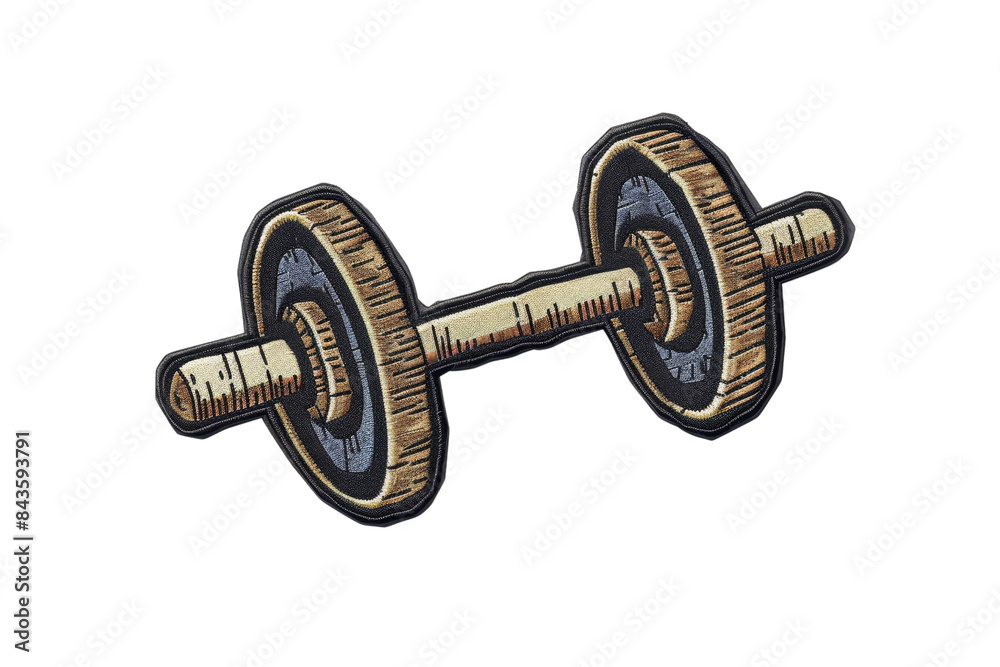 Fototapeta premium Illustrated dumbbell for fitness and exercise with detailed textures, perfect for gym, workout, health, and strength-themed designs.