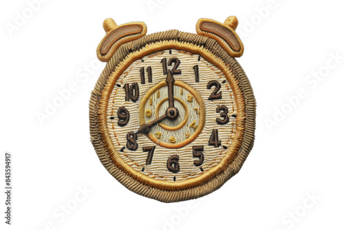 Vintage wooden alarm clock, handcrafted design, intricate details, perfect for antique collections, rustic home decor, retro timepiece.