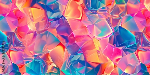 Abstract Iridescent Geometric Pattern With Pink, Blue, And Orange Colors
