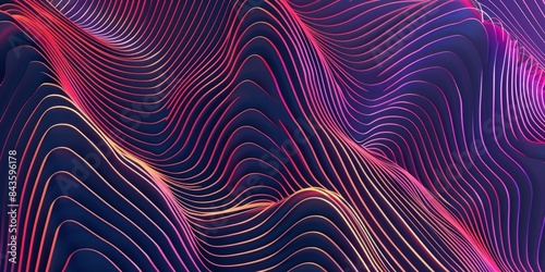 Abstract 3D Wavy Lines in Pink, Yellow, and Blue