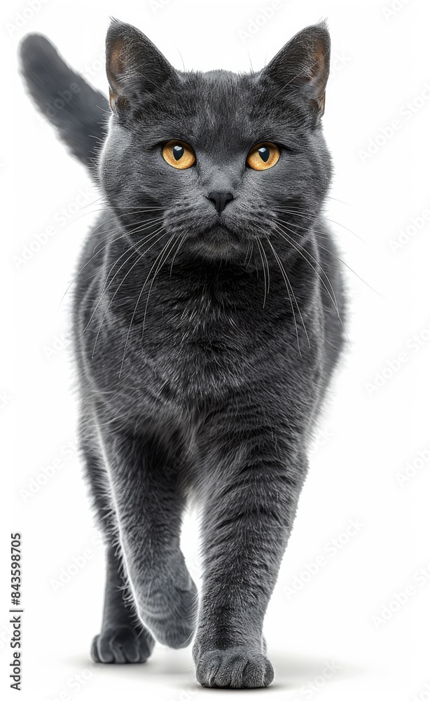 Obraz premium A cat is walking on a white background