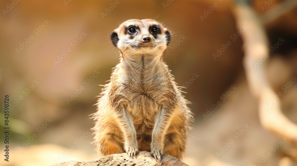 Cute meerkat Suricata suricatta staring. Generative Ai Cute meerkat Suricata suricatta staring. Generative Ai