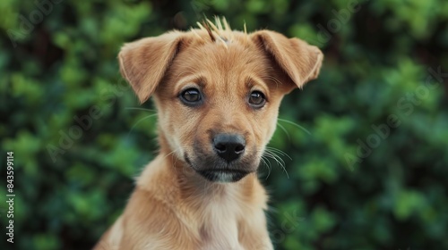 Cute puppy with funny haircut. Generative Ai © We3 Animal