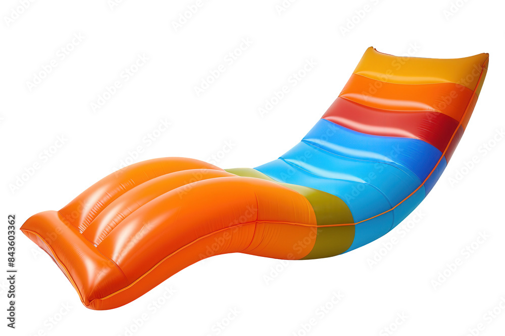 Obraz premium Rainbow Inflatable Pool Lounger - Durable PVC, Easy to Carry and Store, Perfect for Pool or Beach Relaxation