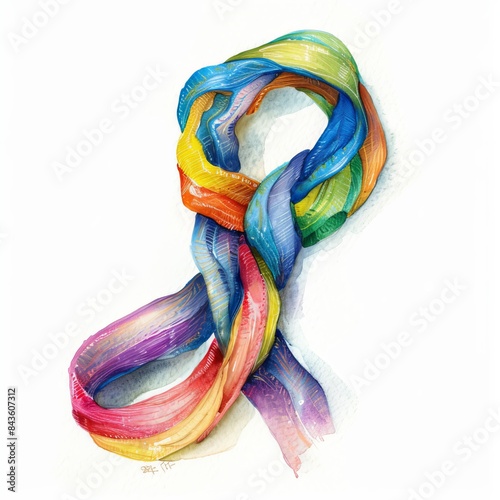 Watercolor Thread on White Background for Creative Projects Generative AI