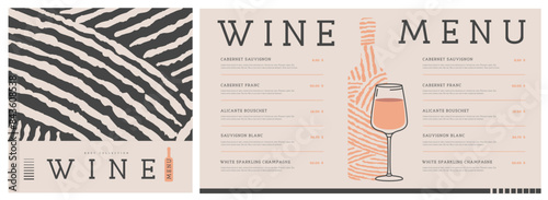 Restaurant wine menu design with abstract wine texture. Vector illustration