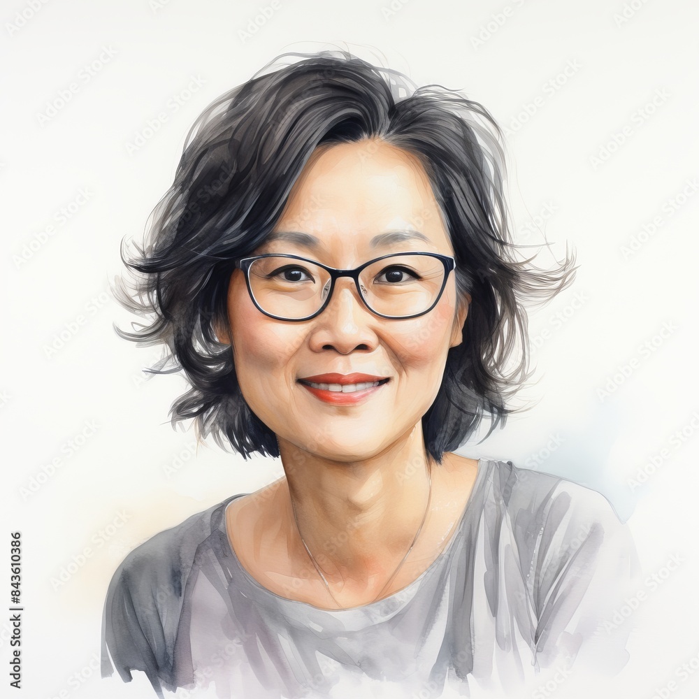 Elegant Portrait of a Smiling Asian Woman Generative AI Elegant Portrait of a Smiling Asian Woman Generative AI
