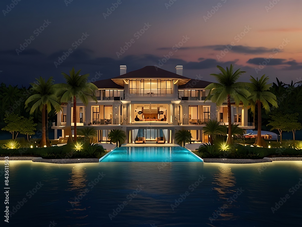 Fototapeta premium An extravagant home on a private island, offering unparalleled luxury.