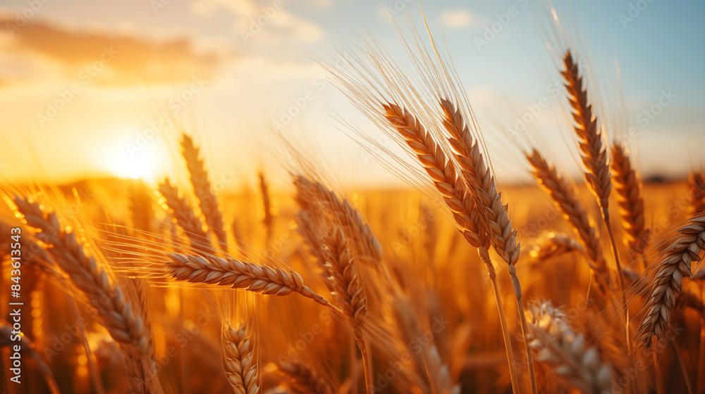 golden wheat field and sunny day golden wheat field and sunny day