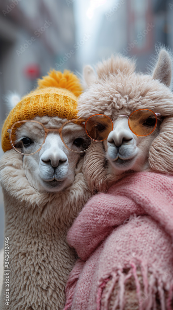 Alpakas oder Lamas in verschiedenen Farben Alpakas oder Lamas in verschiedenen Farben