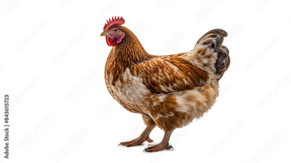 Fototapeta premium A hen is standing on a transparent background.