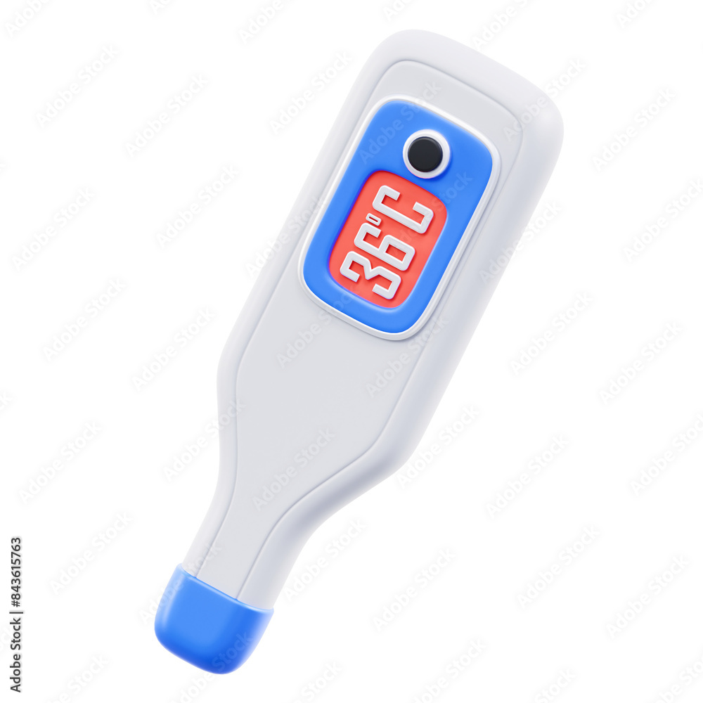 3D Digital Thermometer Displaying Temperature 3D Digital Thermometer Displaying Temperature