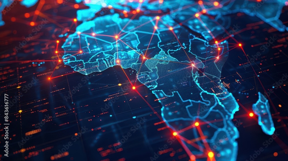 africas digital pulse data streams and cyber tech concept illustration africas digital pulse data streams and cyber tech concept illustration