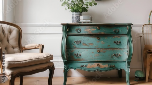 charming upcycled vintage furniture as stylish home decor lifestyle photography