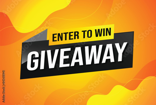 giveaway enter and win word vector illustration 3d style for social media landing page, template, ui, web, mobile app, poster, banner, flyer, background, gift card, coupon, label, wallpaper

