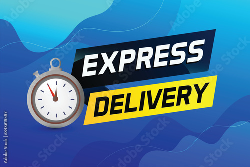 Express delivery word concept vector illustration with stopwatch style for use landing page, template, ui, web, mobile app, poster, banner, flyer, background, gift card, coupon, label

