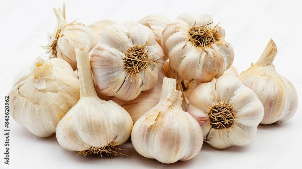 Fresh White Garlic Cloves Closeup On White Background Fresh White Garlic Cloves Closeup On White Background