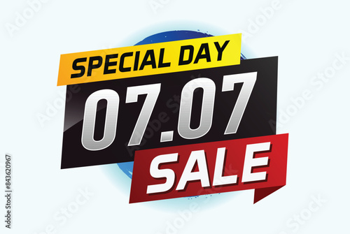 7.7 Special day sale word concept vector illustration with ribbon and 3d style for use landing page, template, ui, web, mobile app, poster, banner, flyer, background, gift card, coupon

