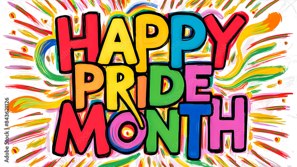 Happy Pride Month: A Joyful and Vibrant Typography Design Celebrating Unity and Diversity in Rainbow Colors Happy Pride Month: A Joyful and Vibrant Typography Design Celebrating Unity and Diversity in Rainbow Colors