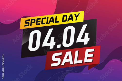 4.4 Special day sale word concept vector illustration with ribbon and 3d style for use landing page, template, ui, web, mobile app, poster, banner, flyer, background, gift card, coupon

