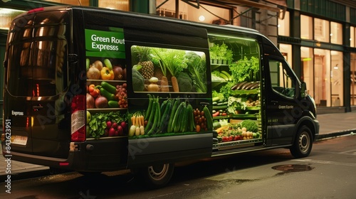 A sustainable produce delivery service offering fresh, locally-sourced vegetables and fruits, ensuring high-quality, nutritious produce delivered straight to your door for a convenient and healthy lif photo
