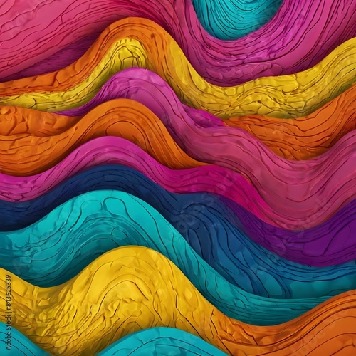 Colorful abstract background art natural organic line texture panorama wallpaper. 3d illustration Generative AI 