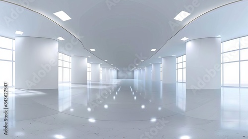 minimalist empty white room interior with embedded square ceiling lamps 360degree hdri panorama 3d rendering photo