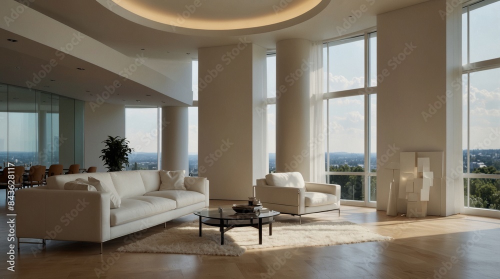 Fototapeta premium minimalist modern living room inspired by the geometric precision